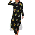 Robe-chemise tendance Mardi et Gras Donut pour femme, boutonnée, manches longues, maxi, robe d'été