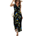 Robe longue d'été sans manches à col en V pour femme « I Love Ukraine », style décontracté