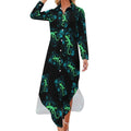 Robe-chemise tendance pour femme avec un motif gecko amusant, boutonnée, manches longues, maxi, robe d'été